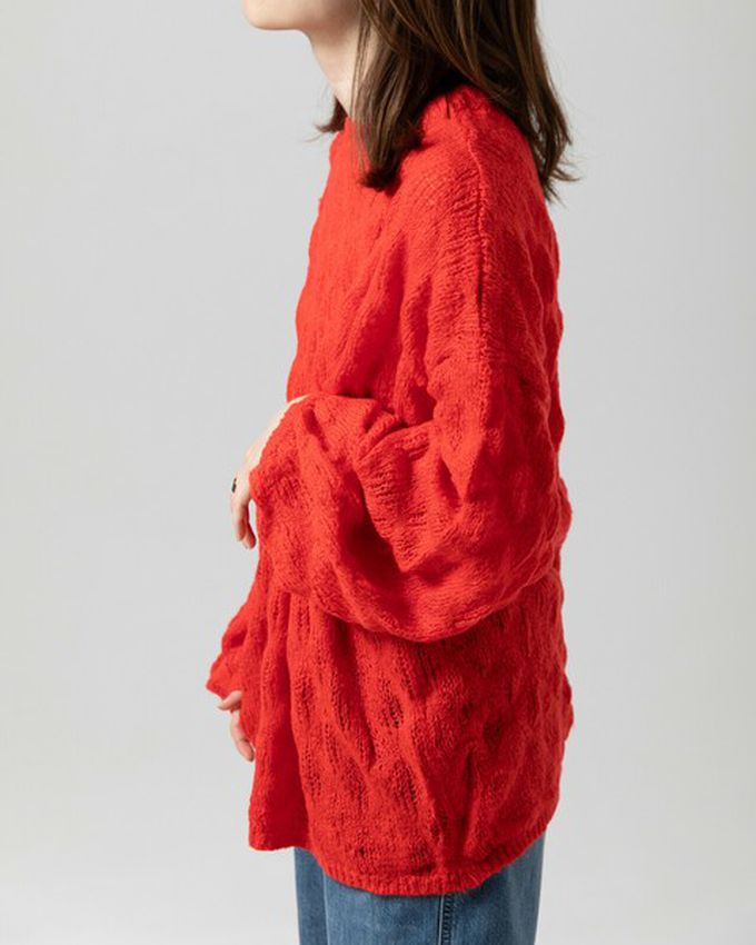 日本 gleam - 柔軟微透蓬鬆馬海毛針織上衣-炭灰