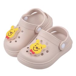 Disney 迪士尼 - 小熊維尼Q版造型電燈奶茶色兒童布希鞋