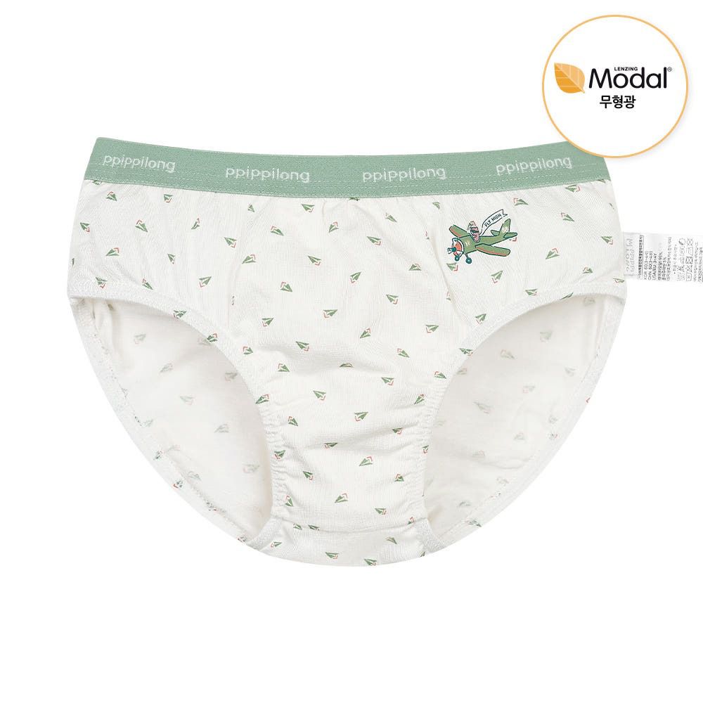 莫代爾親膚絲滑三角褲(男寶)-滿版紙飛機-米