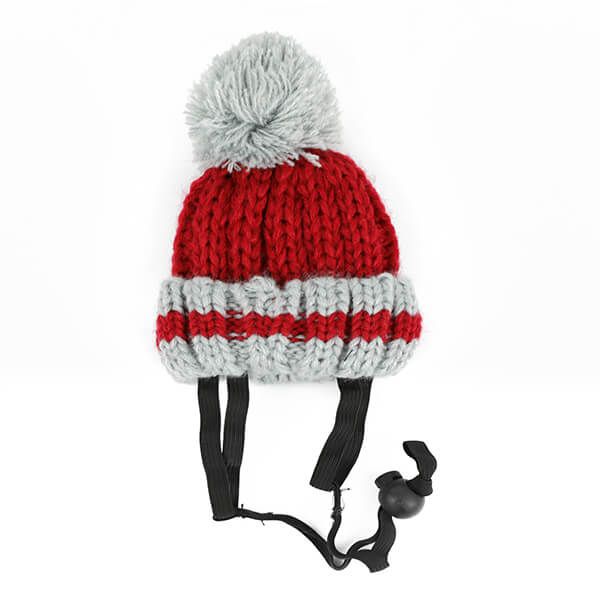 日本代購 - 麻花編織寵物帽/寵物頭套-酒紅 (M)