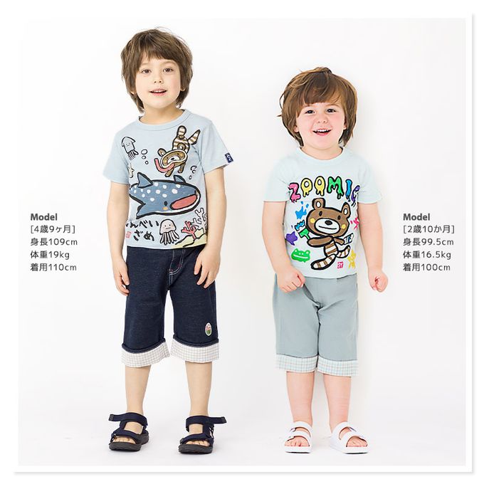 日本 ZOOLAND - 和風印花純棉短袖上衣-毛豆躲貓貓-淺綠