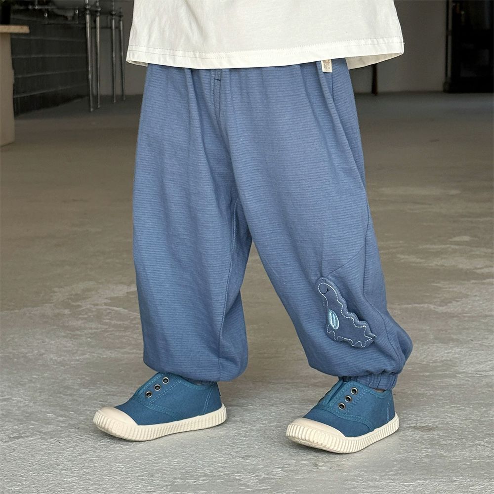 純棉輕薄透氣防蚊褲-立體造型-灰藍