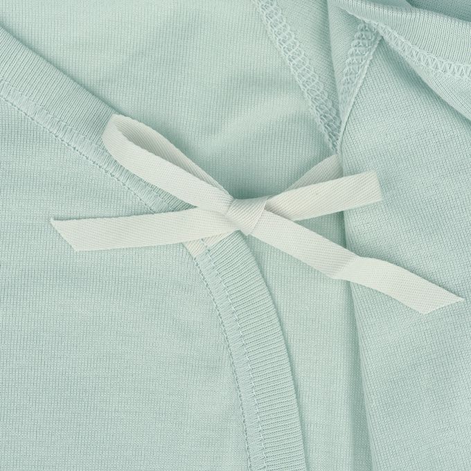 akachan honpo - 長袖新生兒內衣6件組-綁帶款 恐龍-綠色 (肚衣:50cm蝴蝶裝:50~60cm)