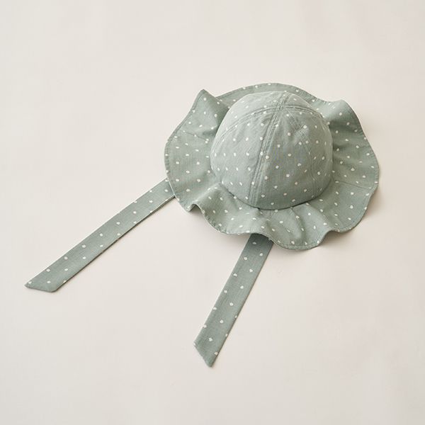 日本 Lycee mine - 大帽沿垂墜緞帶遮陽帽-碎花-紫