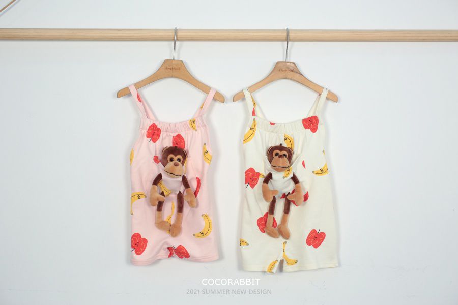 韓國 Coco Rabbit - 猴子娃娃吊帶褲-象牙白