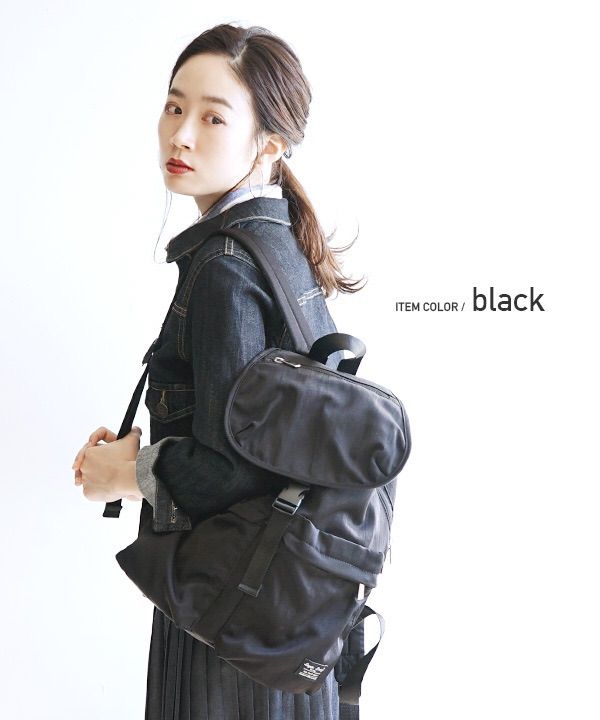 日本 Legato Largo - 撥水扣翻式防水尼龍後背包-BK黑色 (25x38x15cm)