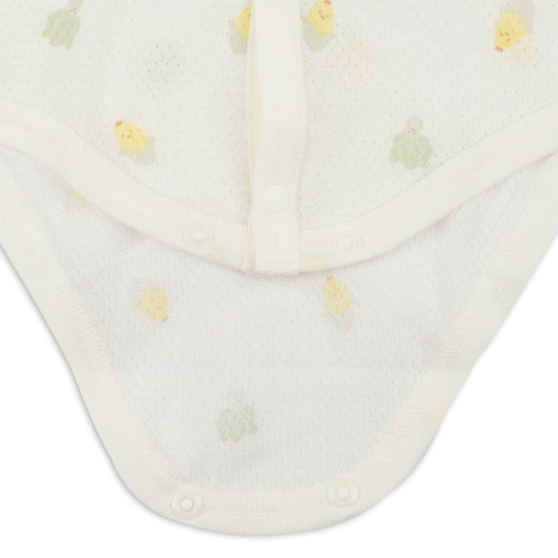 akachan honpo - 短袖前開式網眼包屁衣2件組-玉米-綠色