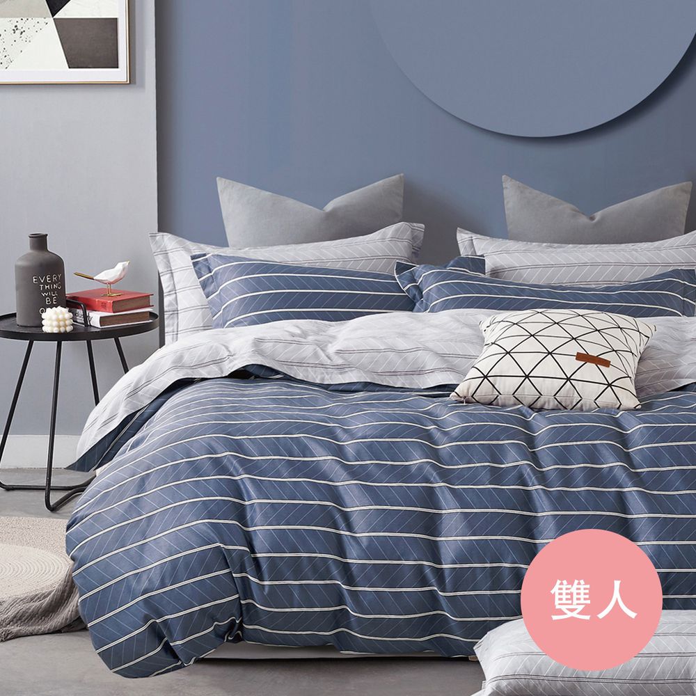 Pure One - 極致純棉寢具組-麥克風-藍-雙人四件式床包被套組