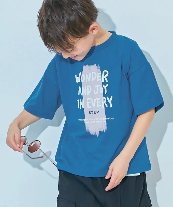 日本 devirock - 100%棉 定番印花短袖上衣-冰淇淋蘇打-摩登紫