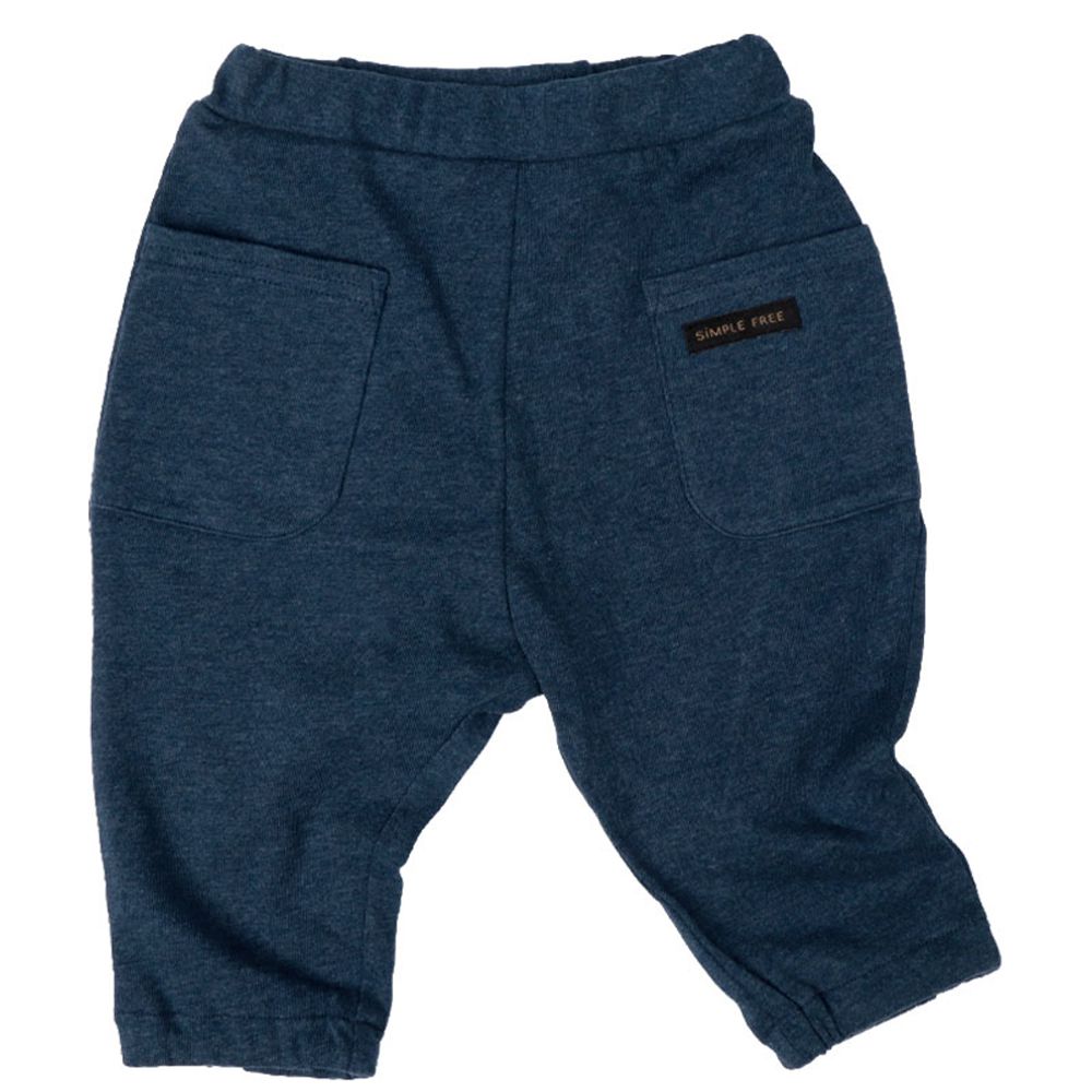 7分褲-側邊口袋-深藍色