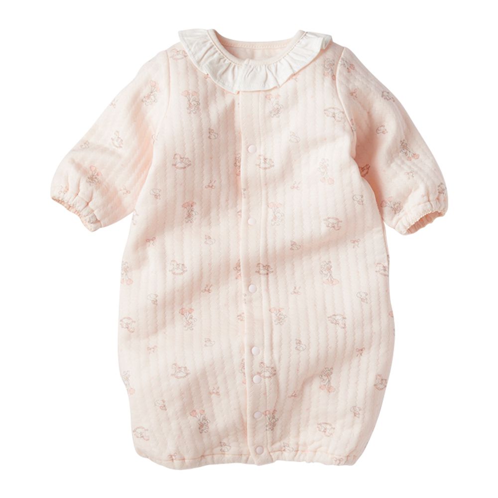 長袖蓬鬆保暖連身衣-粉紅色 (50~70cm)