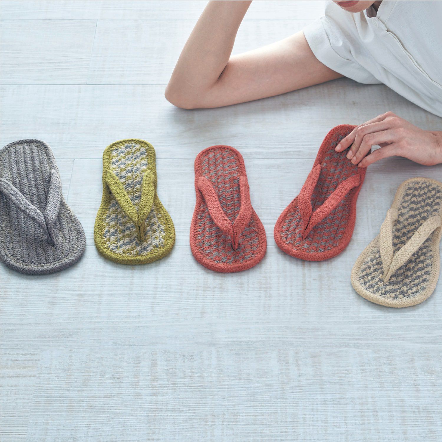 日本千趣會 - 夏日款 印度棉舒適夾腳室內拖鞋-海軍藍