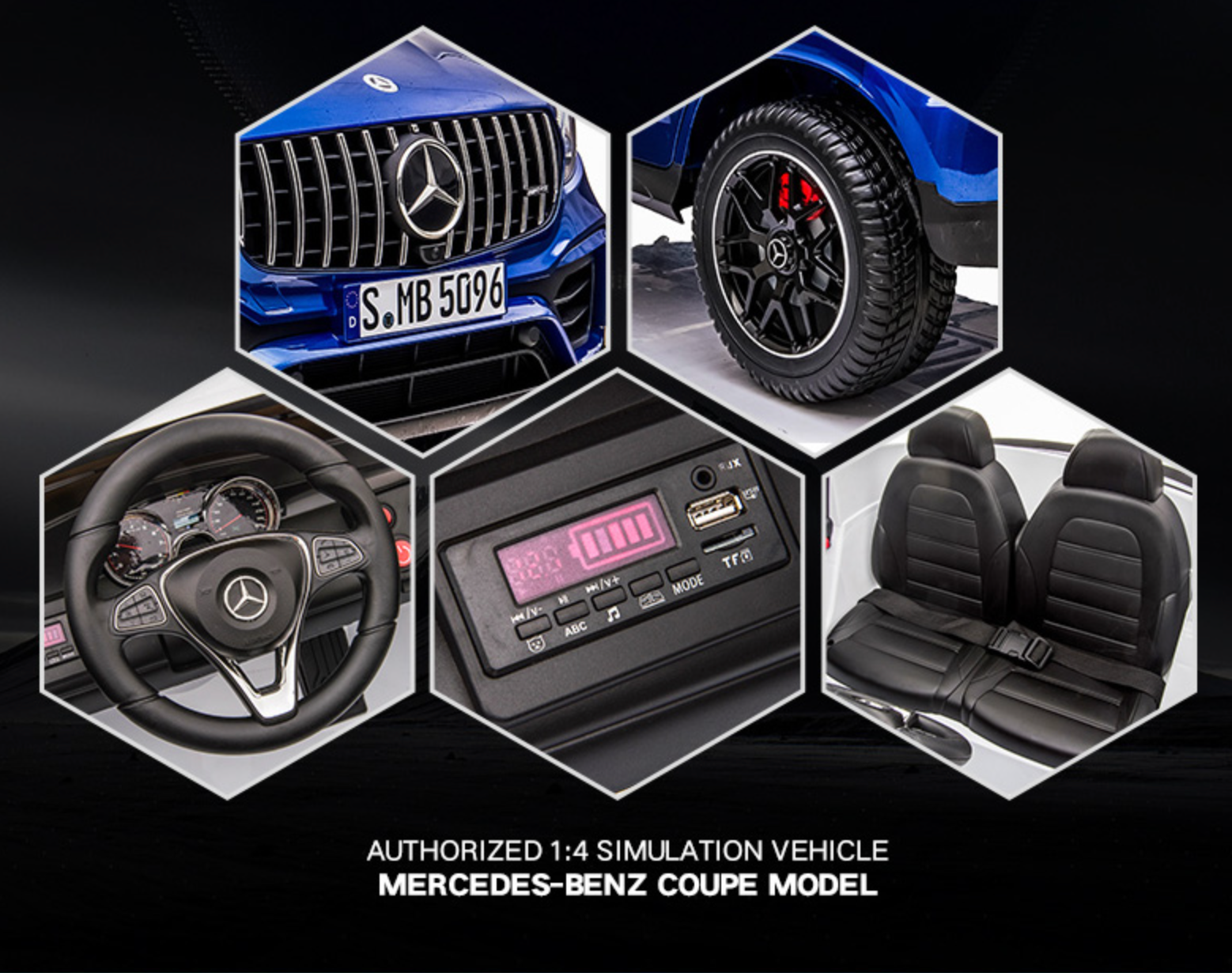 聰明媽咪兒童超跑 - 賓士 GLC63 雙人座 原廠授權 四驅兒童電動車-烤漆紅