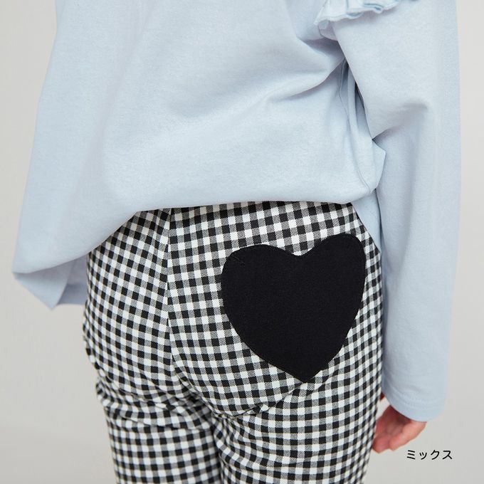 日本 BRANSHES - 俏麗心型口袋彈力長褲-淺藍