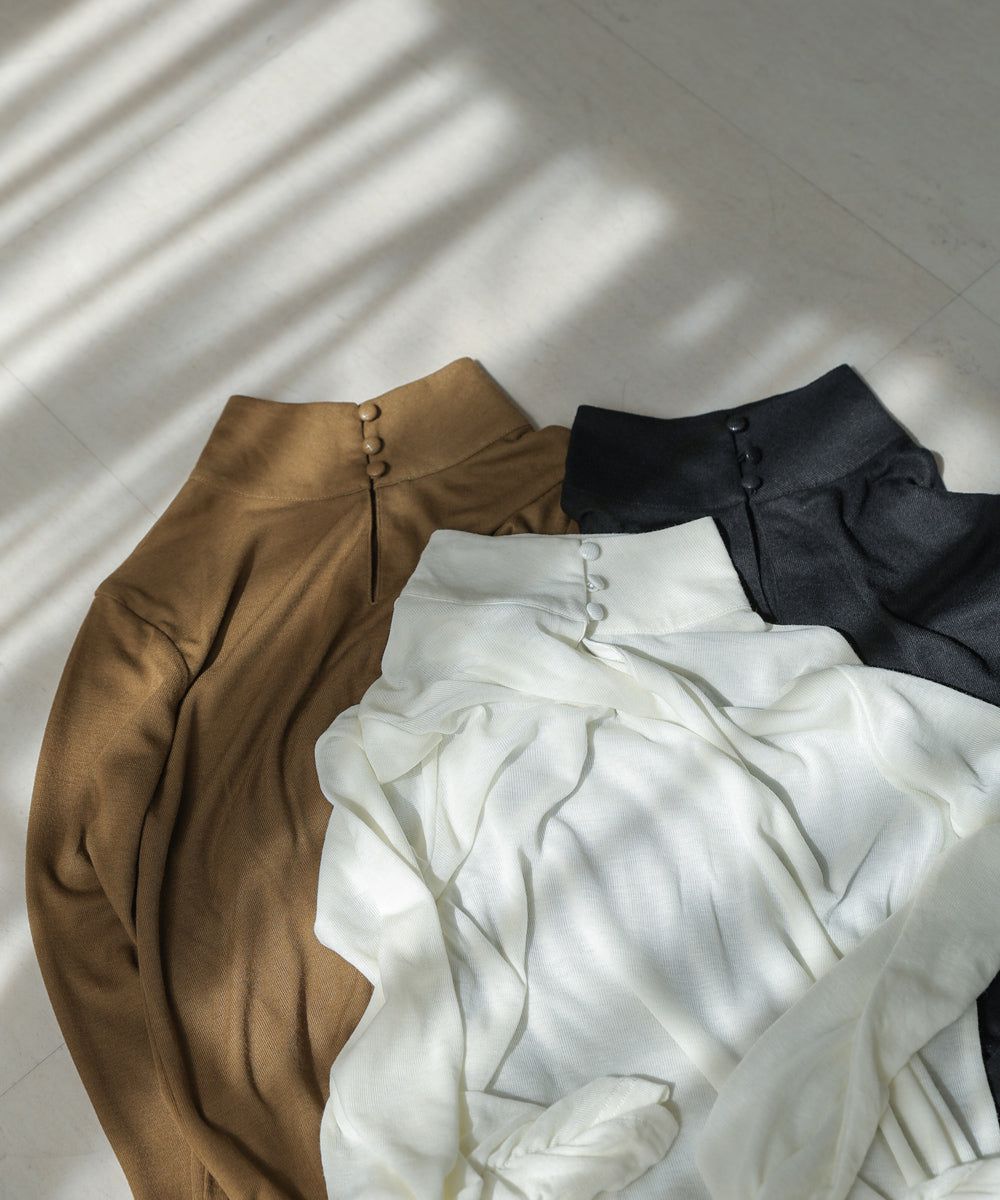 日本 Bab - 2WAY立領排扣薄長袖上衣-淺綠