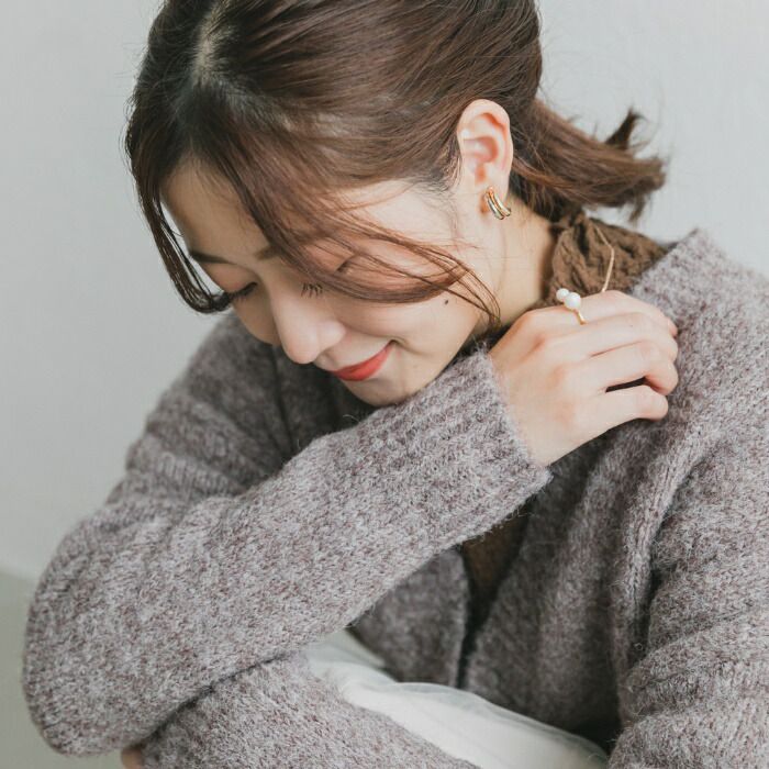 日本 ihuu - 柔軟深V領混羊毛針織上衣-紫羅蘭