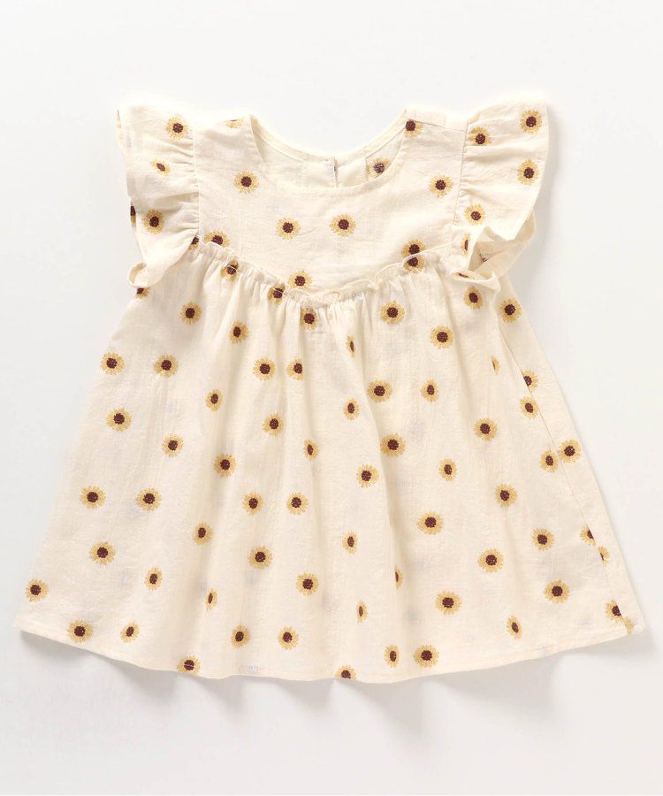 日本 apres les cours - 質感刺繡印花無袖上衣-向日葵-米白