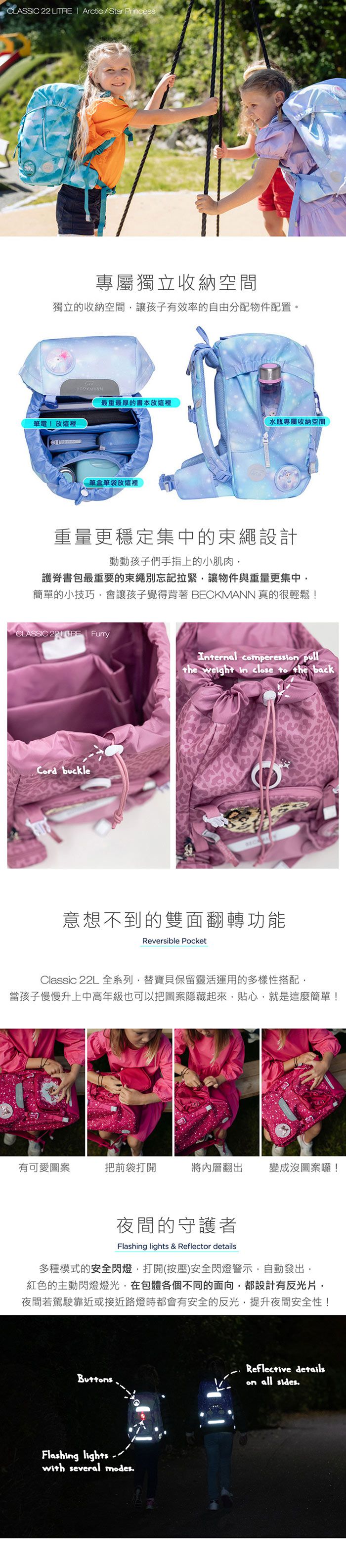 Beckmann - Classic 兒童護脊書包 22L-星空斑比2.0