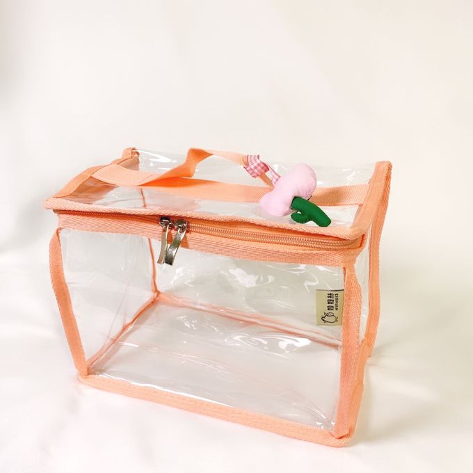 妞妞絲 - 透明收納袋-蜜桃橘 (S)