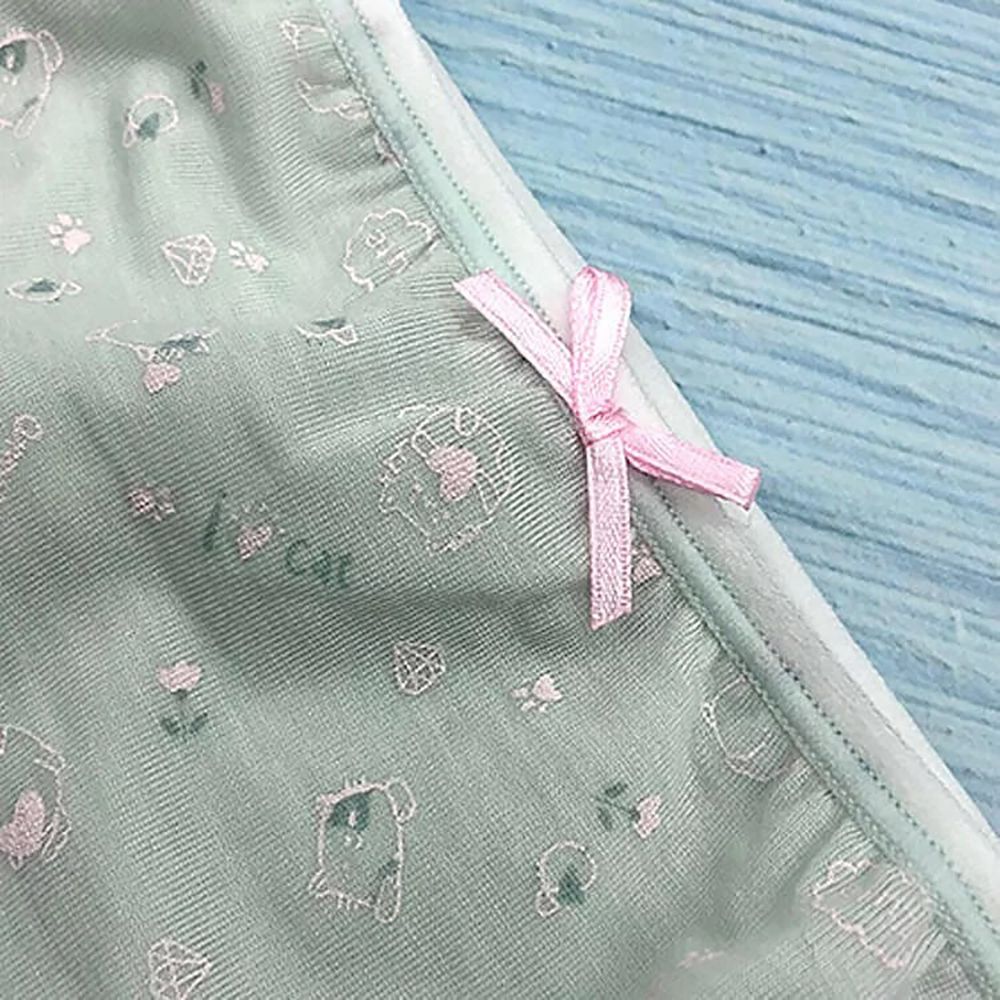 Annypepe - 女童95%天絲小肥貓三角褲-粉綠色 (100-150cm)