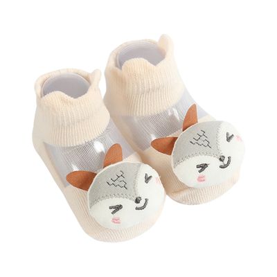 JoyNa - 2雙入-春夏薄棉透膚寶寶襪 立體公仔襪子-狐狸+隨機1雙