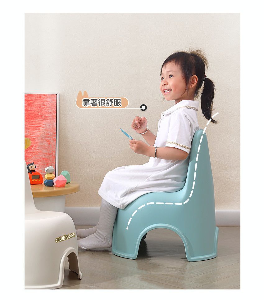 加厚塑膠防滑兒童矮凳-兔子耳朵-橘色