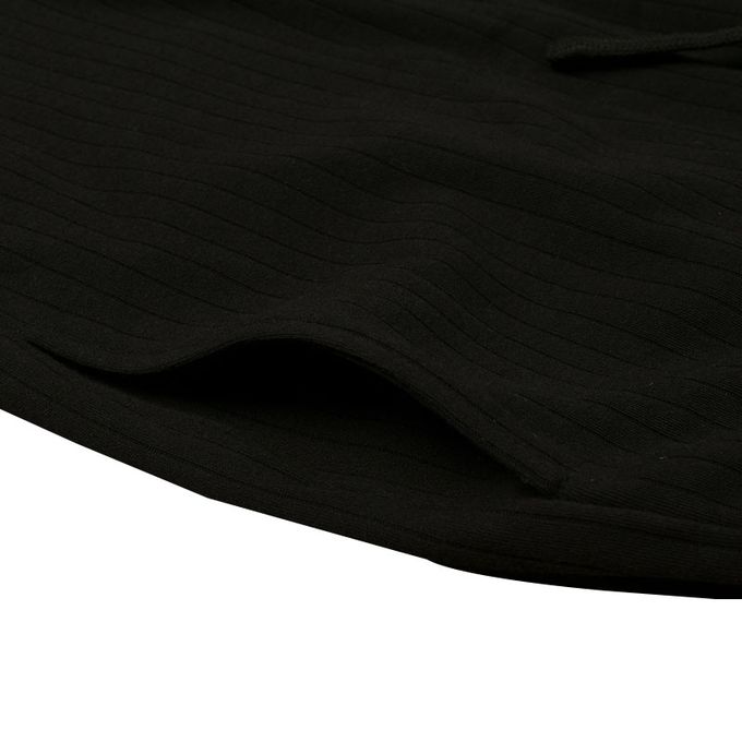 akachan honpo - 直筒羅紋褲-黑色