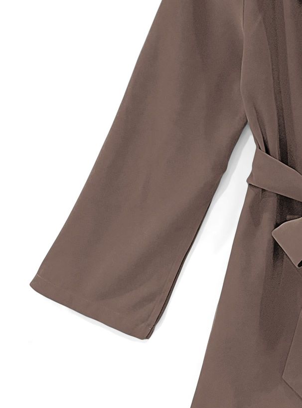 日本 GRL - 英倫風翻領綁帶短版風衣外套-深可可