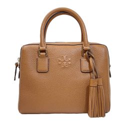 TORY BURCH - 素面皮革手提斜背兩用包 (駝)
