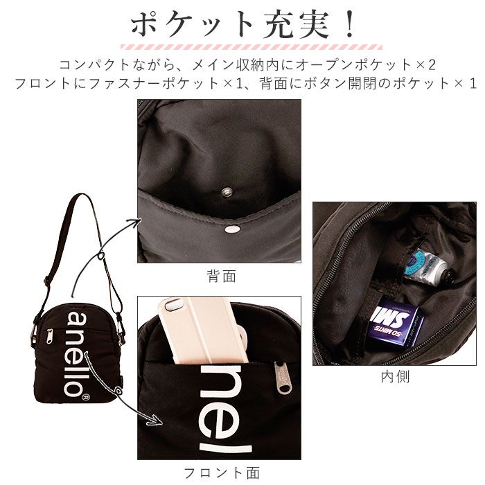 日本 Anello - 大LOGO迷你肩背包-mini小尺寸-NV海軍藍