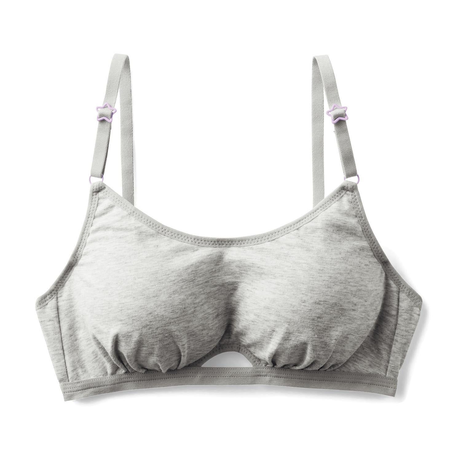 日本 Hummingchouchou - 排汗速乾 少女成長型內衣/內搭胸衣-後扣式-淺灰