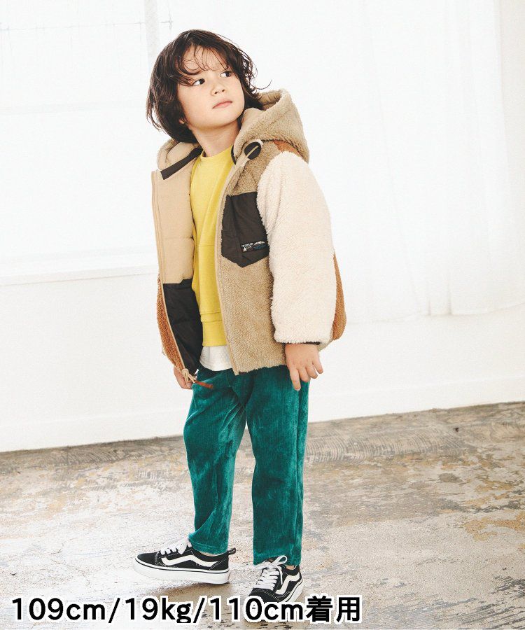 日本 BREEZE - 2WAY極暖裏絨保暖鋪棉外套-卡其x咖啡