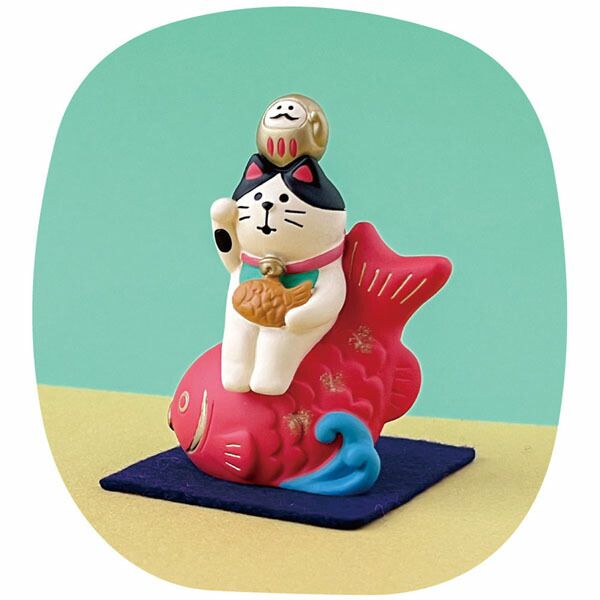 日本 Decole - 乘風破浪的招財貓與開運鯛魚坐騎 (6×3.4×7.7cm)