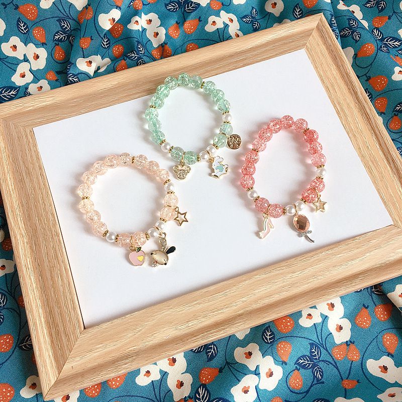 繽紛爆花水晶手鏈-獨角獸-漿果紅