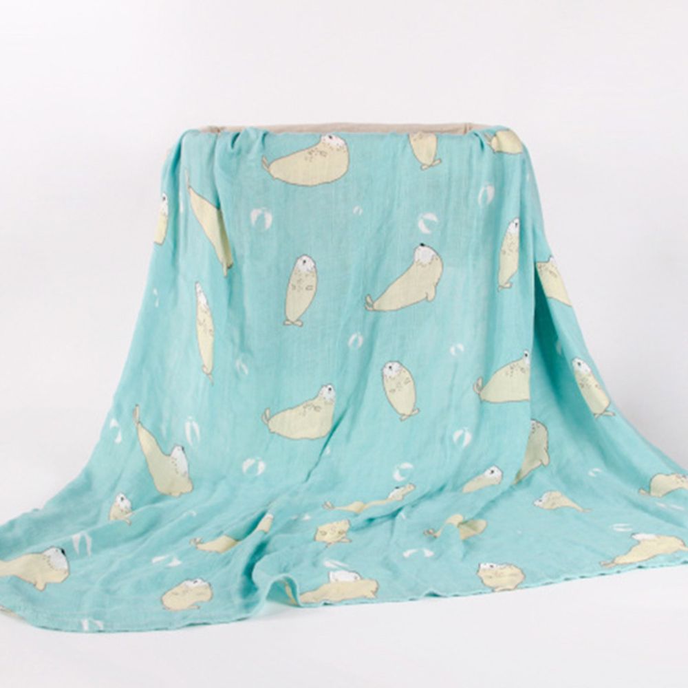 Muslin Tree - 柔軟竹纖維紗布包巾/蓋被-海獅戲球 (120*120cm)