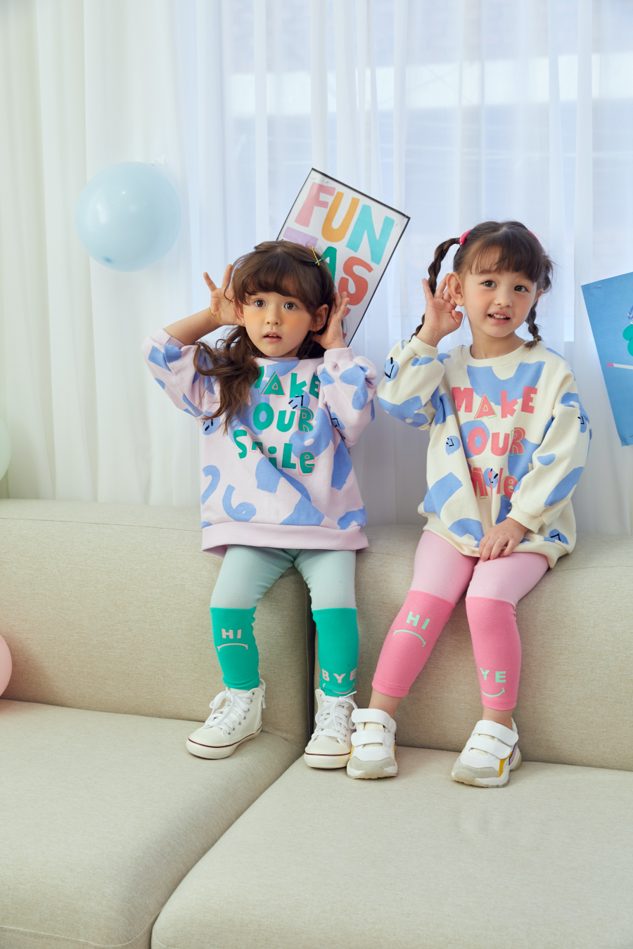 韓國 MINIATURE - MAKE OUR SMILE 長版T-米黃