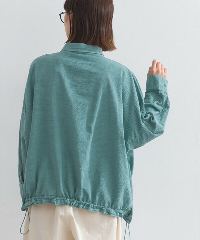 日本 Lupilien - 復古紋理率性抽繩純棉落肩襯衫-橘棕