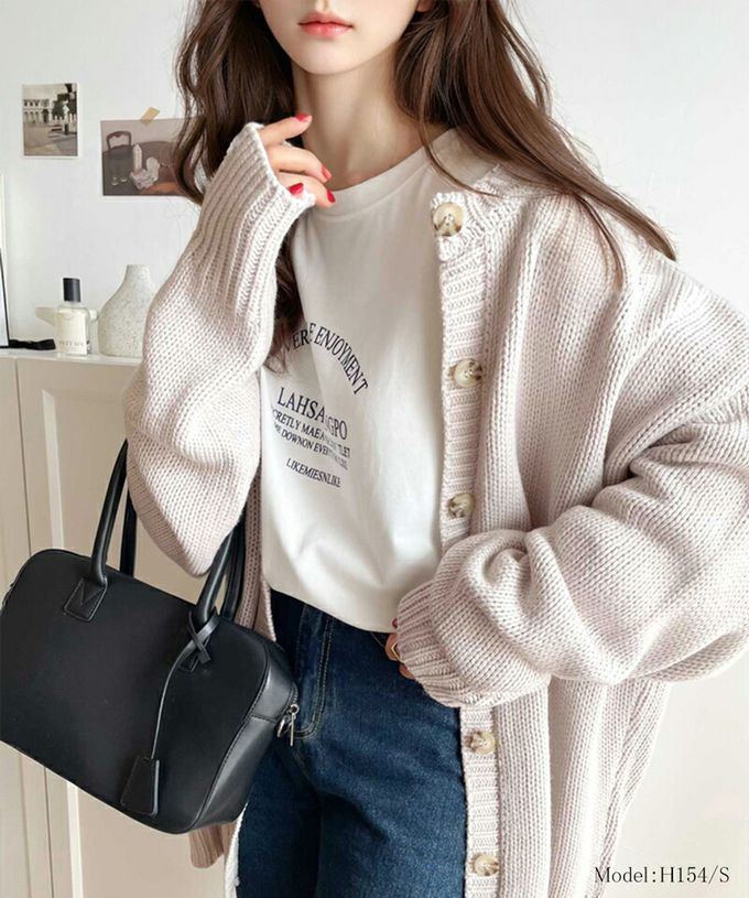 日本 Classical Elf - 雙面穿寬鬆針織鈕釦開襟衫-果綠