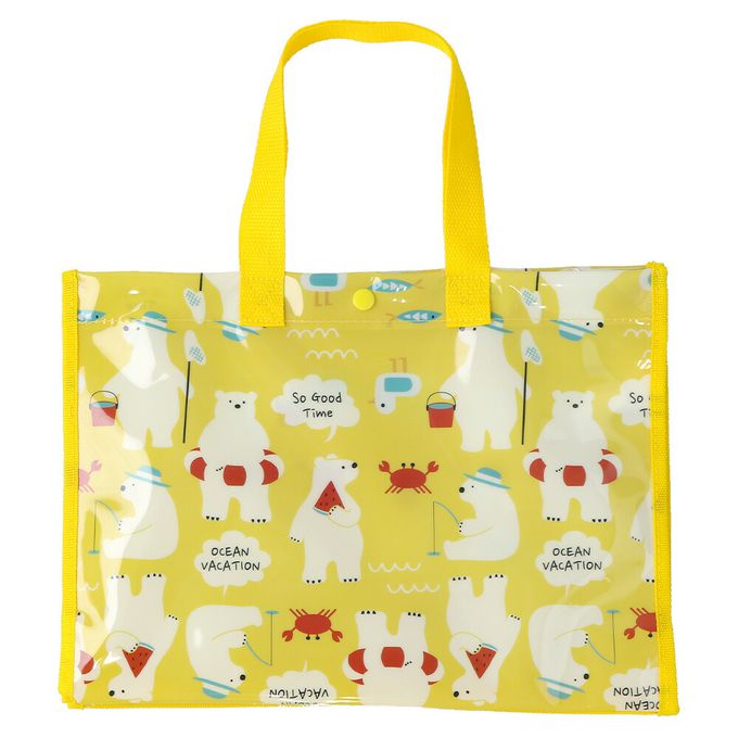 日本 ZOOLAND - 防水PVC手提袋/游泳包-恐龍們-藍色 (25x34cm)