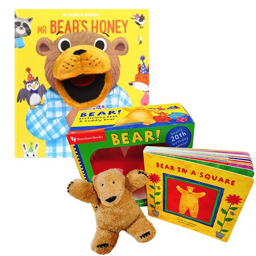 Kidschool - 【合購組】熊熊方塊禮物組（書＋玩偶）+Mr. Bear's honey 熊先生的蜂蜜 (手偶書)
