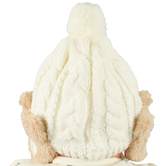 akachan honpo - 針織帽-動物造型護耳-米白色