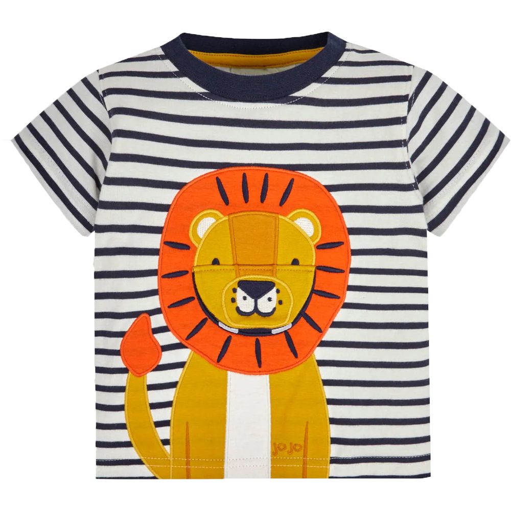 英國 JoJo Maman BeBe - 超優質嬰幼兒童100％純棉短袖上衣/ T-shirt/ 動物T-獅子來囉!
