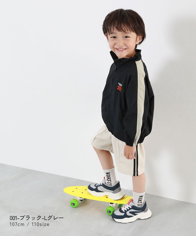 日本 devirock - 防潑水 袖配色輕量尼龍外套-刺繡logo-淺灰x天藍