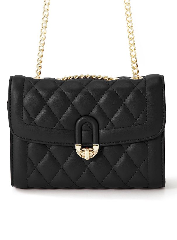 日本 GRL - 小香風菱紋金屬鏈側背小包-白 (F)