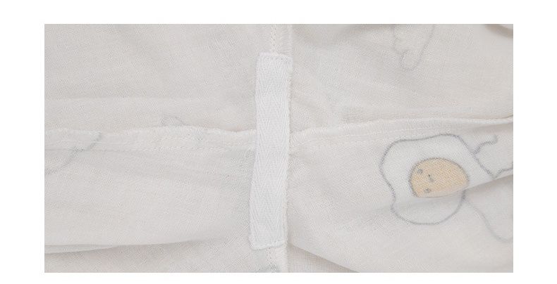 雙層棉紗布長袖家居睡衣套裝-成人款-藍底荷包蛋