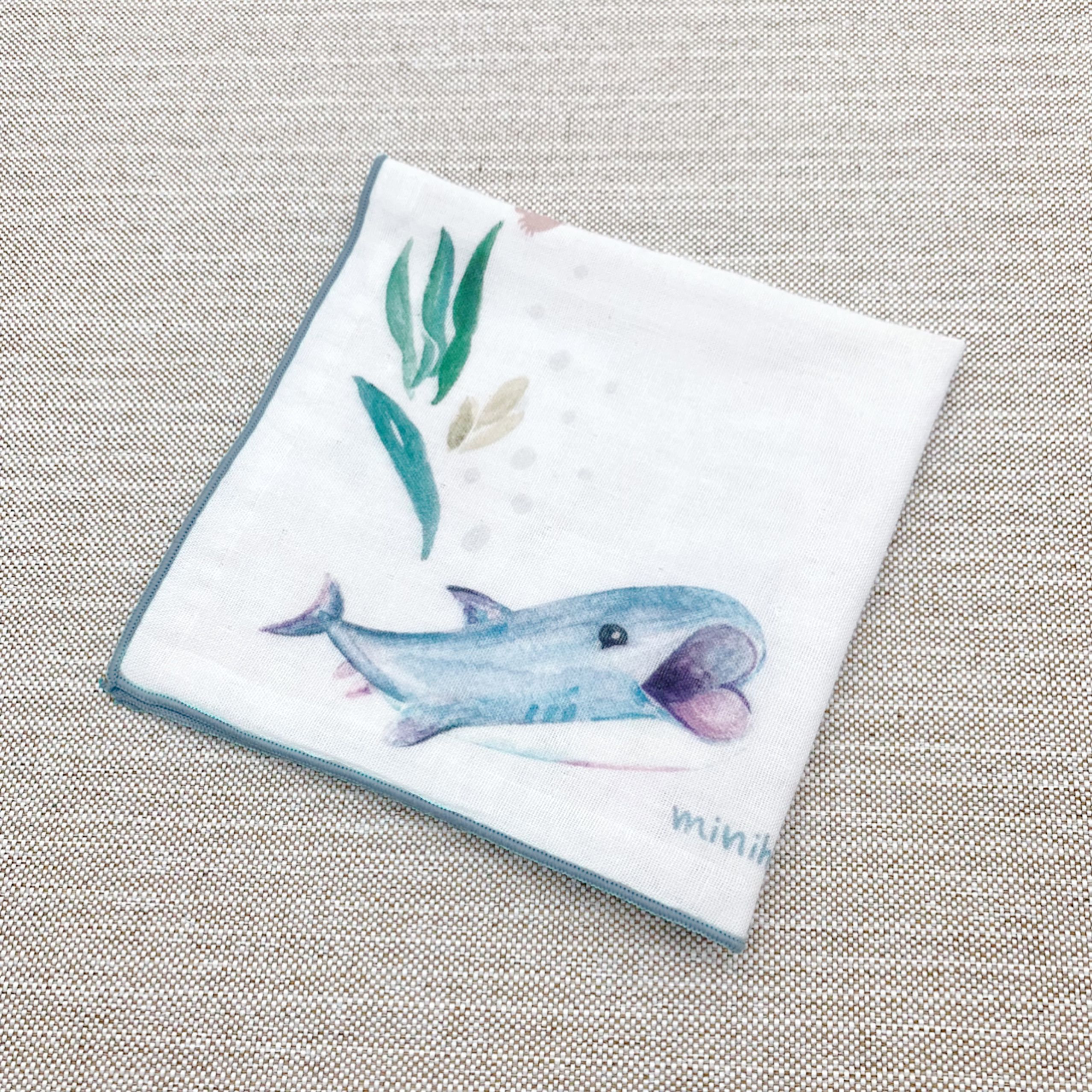 minihope美好的親子生活 - 有機棉雙層紗手帕28x28cm-巨口鯊 (藍)