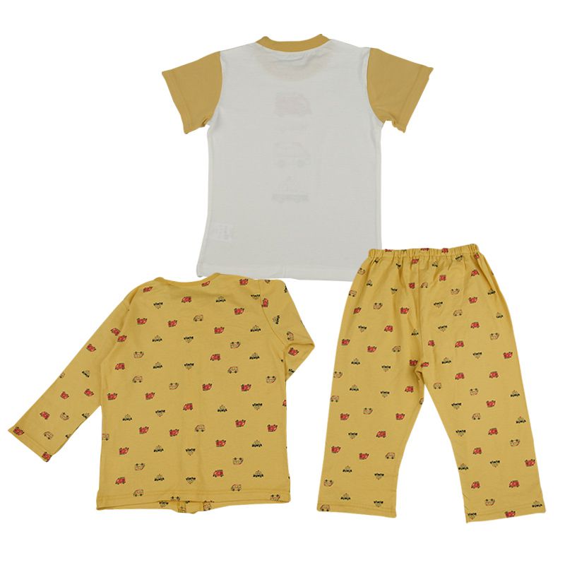 akachan honpo - 男短袖+長袖家居服-黃色