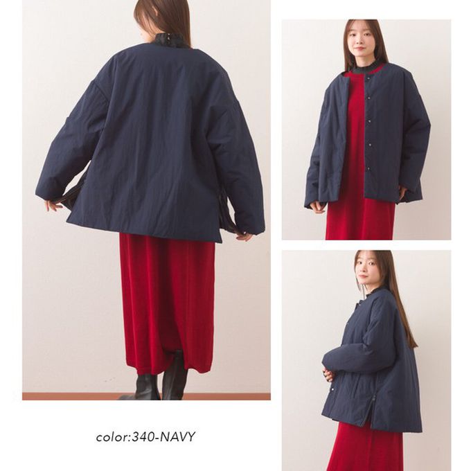 日本 OMNES - 側拉鍊造型科技羽絨無領保暖外套-黑