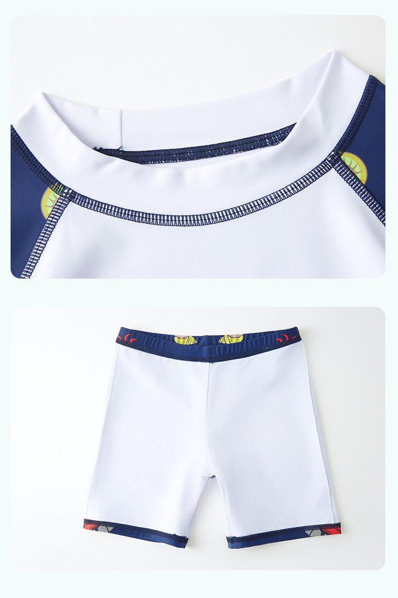 361° - 兒童卡通圖短袖泳衣套裝(二件組)-浮淺鯊魚-粉色