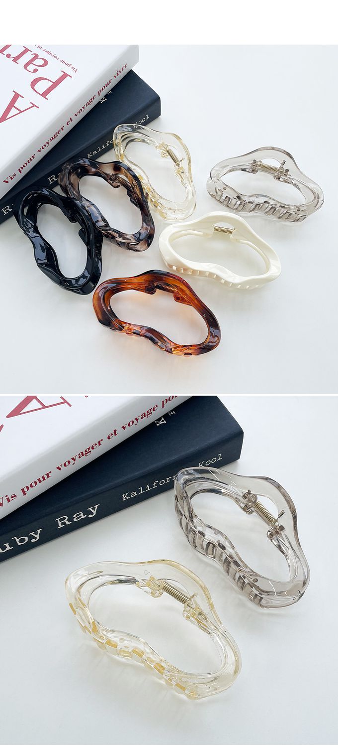 韓國 Soo&Soo - 鏤空波浪造型髮夾/抓夾-白